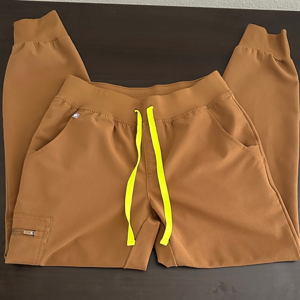 Figs Tan Joggers with Yellow Accents